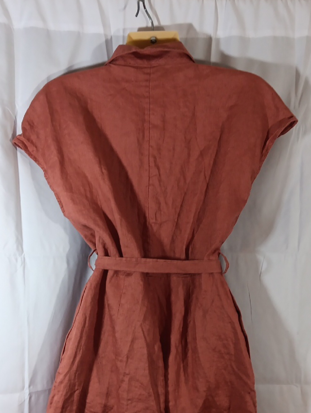 MNG Mango Womens 6 Linen Shirt Dress Button Down Belted - Picture 9 of 11